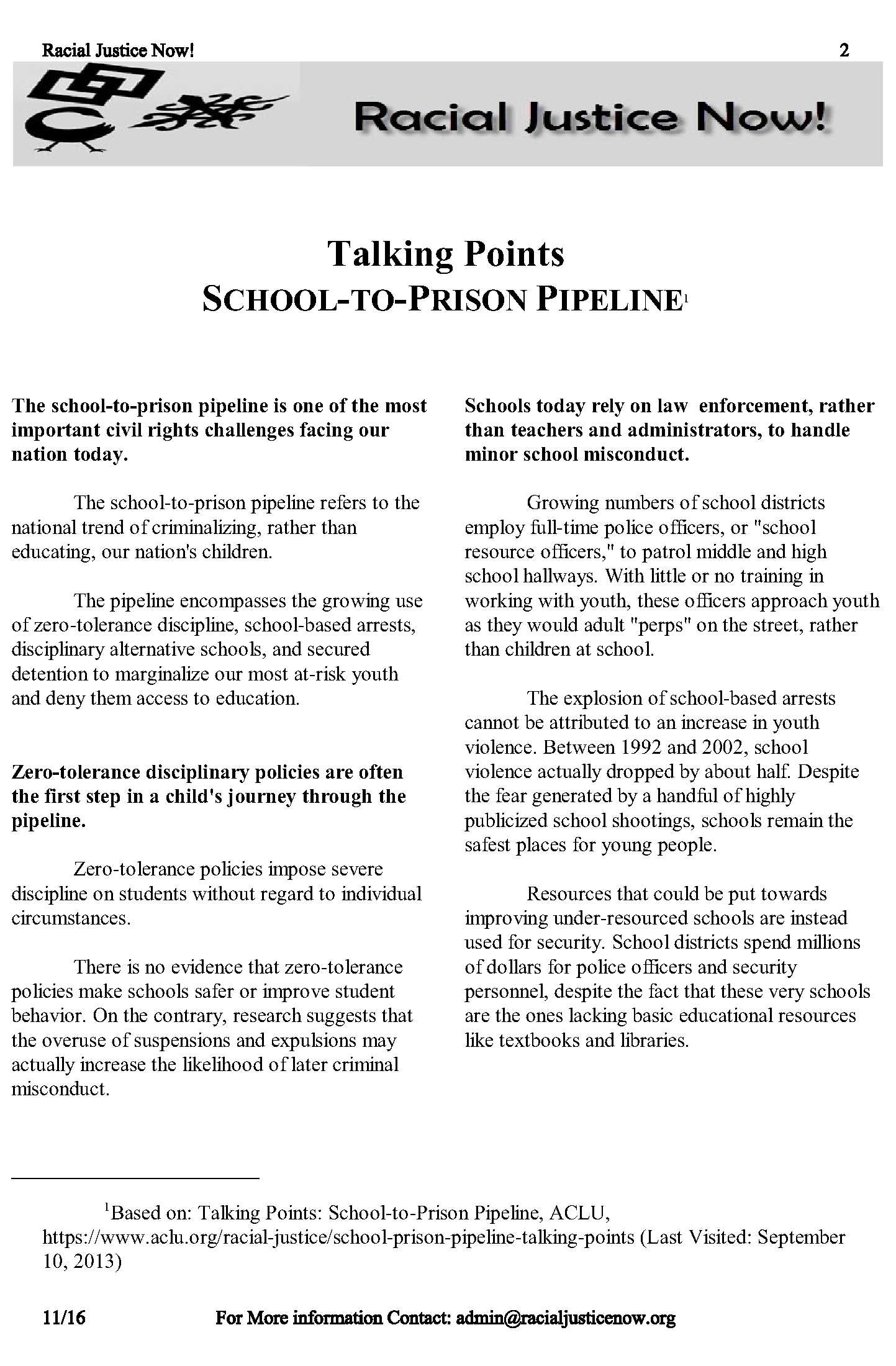 Talking Points: School Pushout